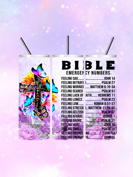 Bible Emergency Numbers Tumbler