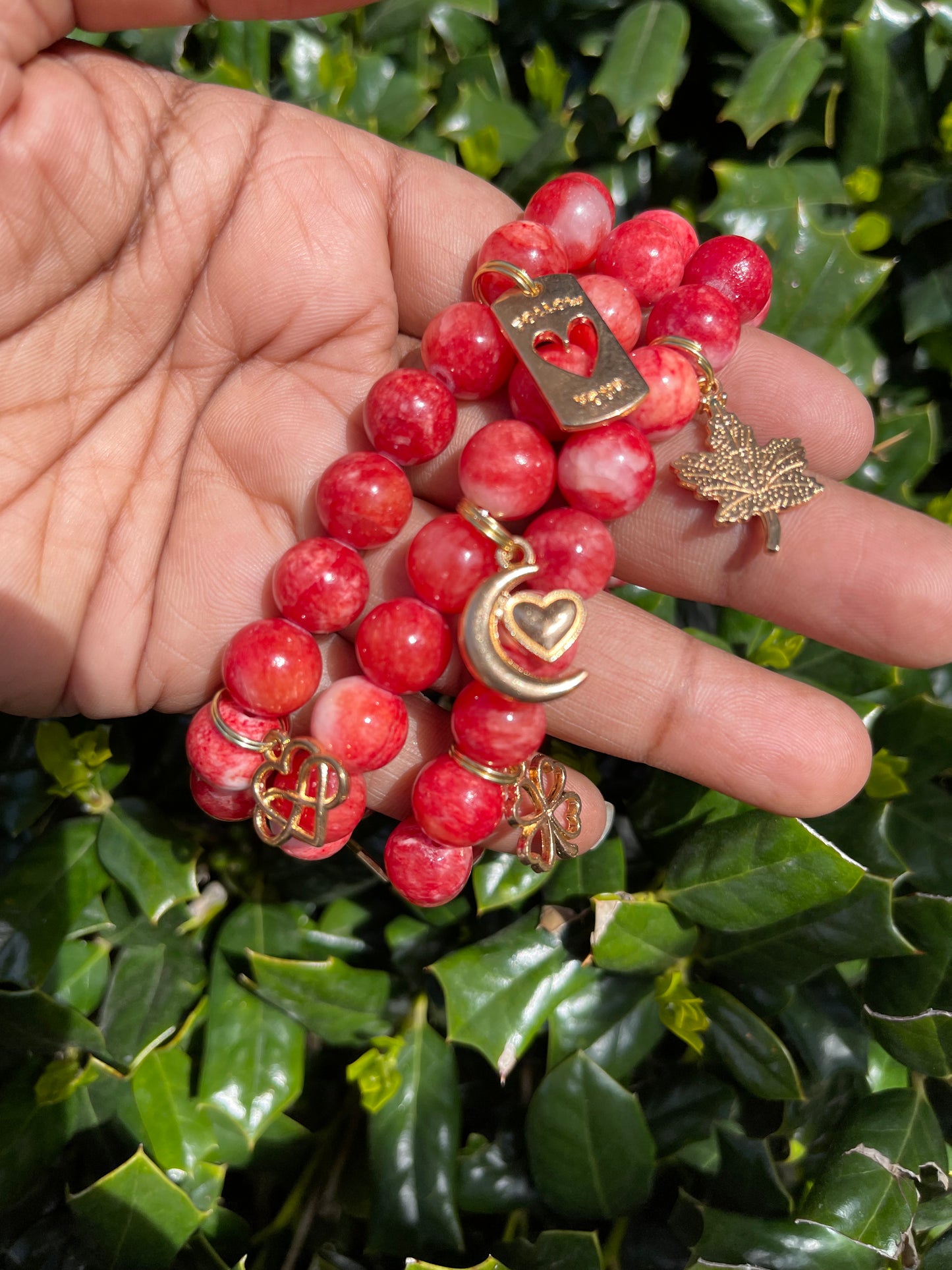 Red Amethyst Charm Bracelet